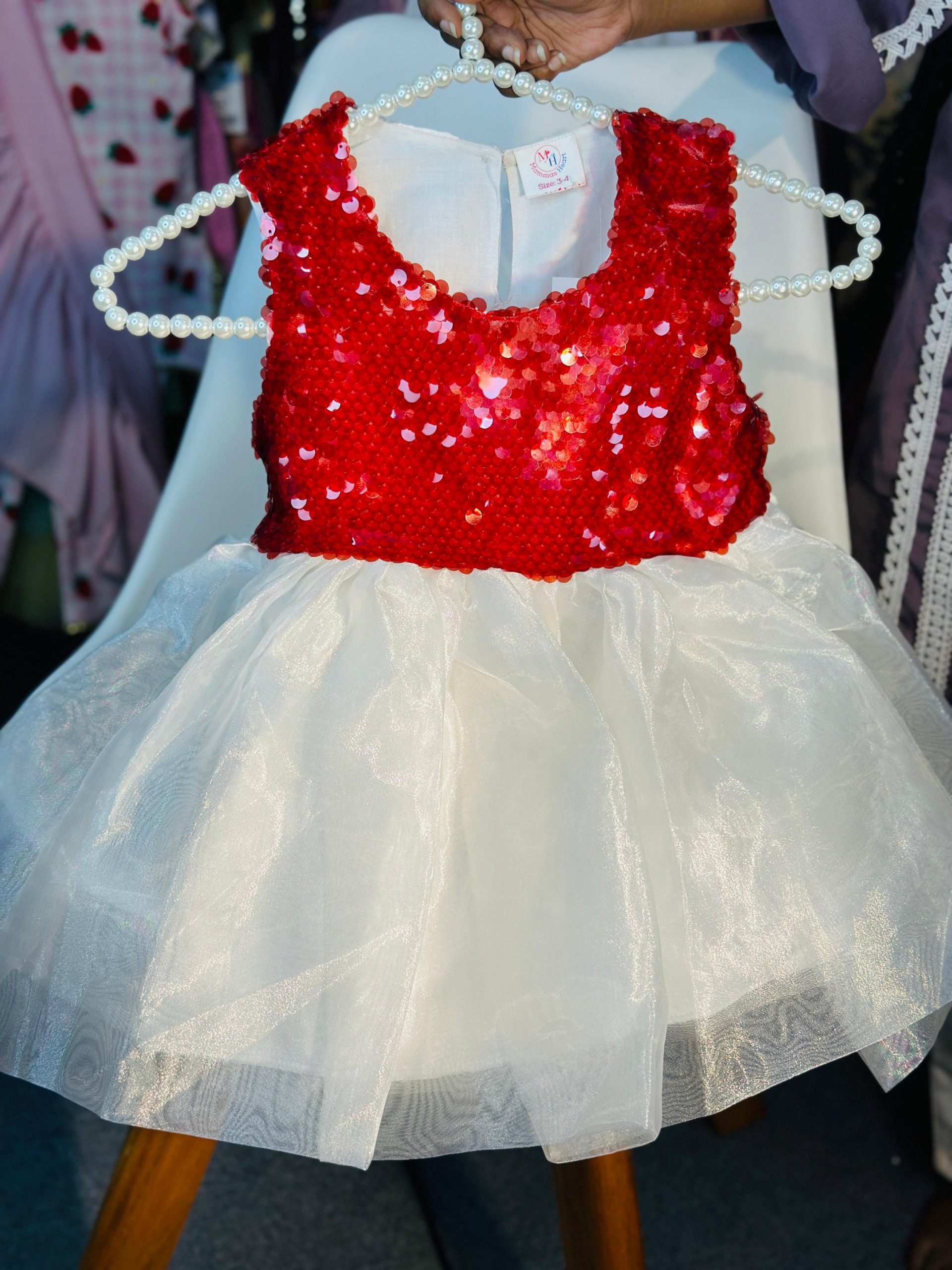Red White Sequin Tutu Frock