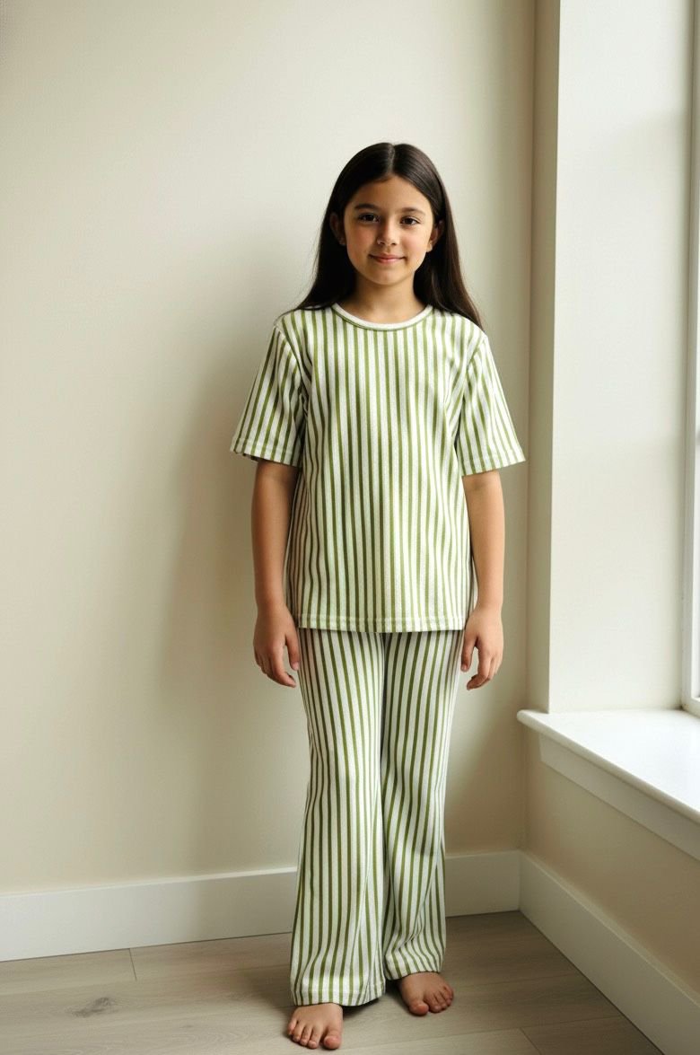 Green Stripe Short Co-ord set — ছবি 1 — Kids Clothing (2-12 Years)