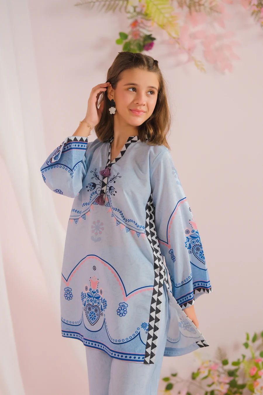 Pakistani Kamiz Powder Bule Set - Eid Collection Collection