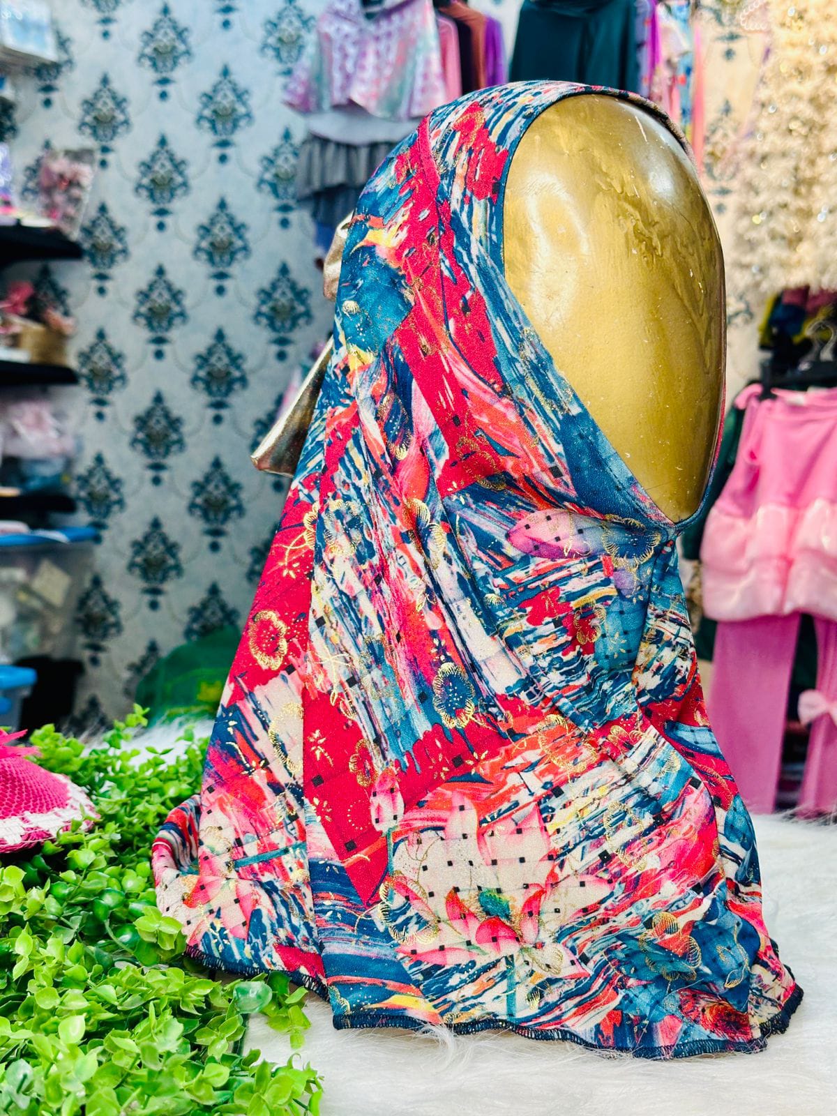 Flower Print Kids Hijab - Eid Collection - Baby Hijab (1-6Y)