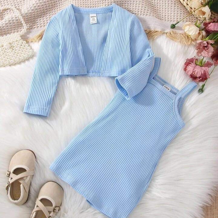 Rib Cotton Koti Dress Set - GIRLS