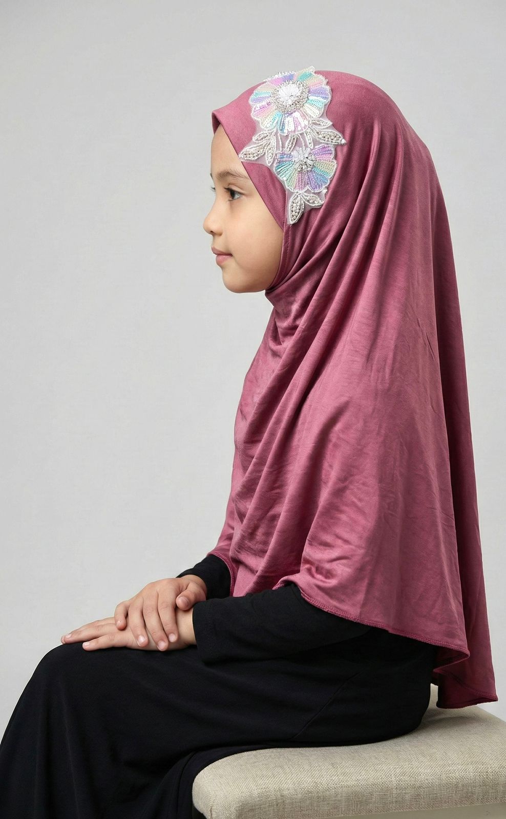 Premium Korean Spandex Hijab - Flower Lace — ছবি 11