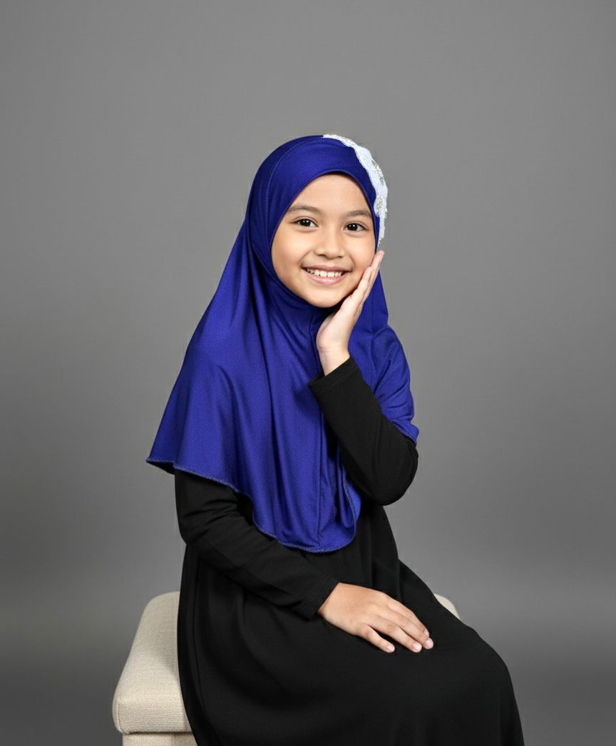 Premium Korean Spandex Hijab - Flower Lace — ছবি 6