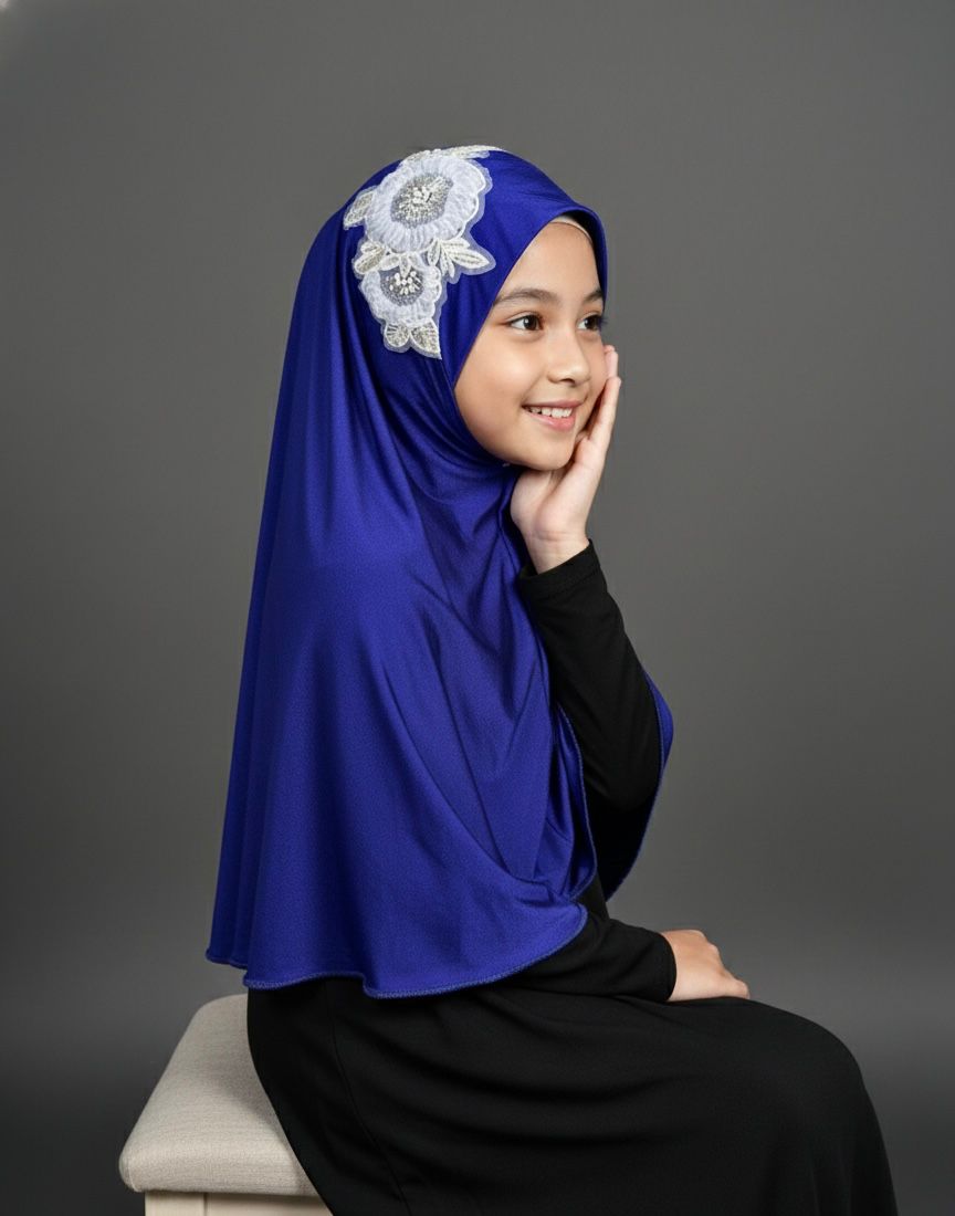 Premium Korean Spandex Hijab - Flower Lace — ছবি 13
