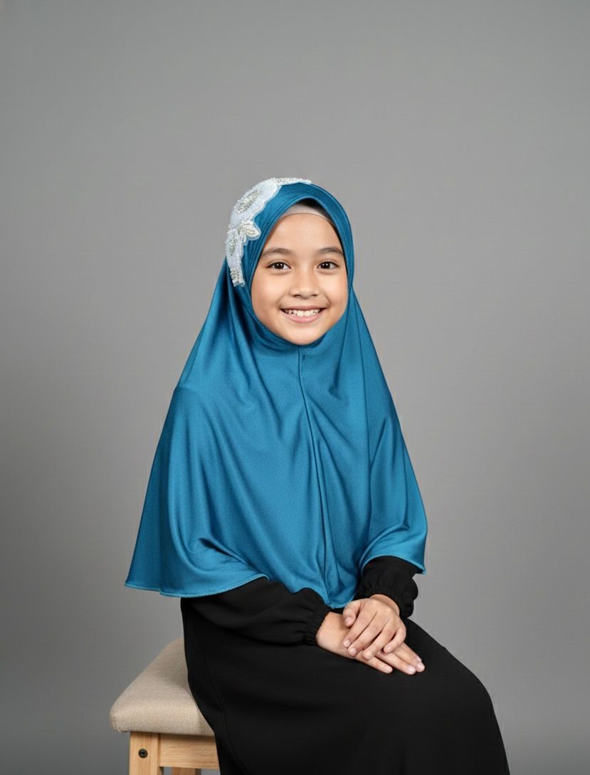 Premium Korean Spandex Hijab - Flower Lace — ছবি 8