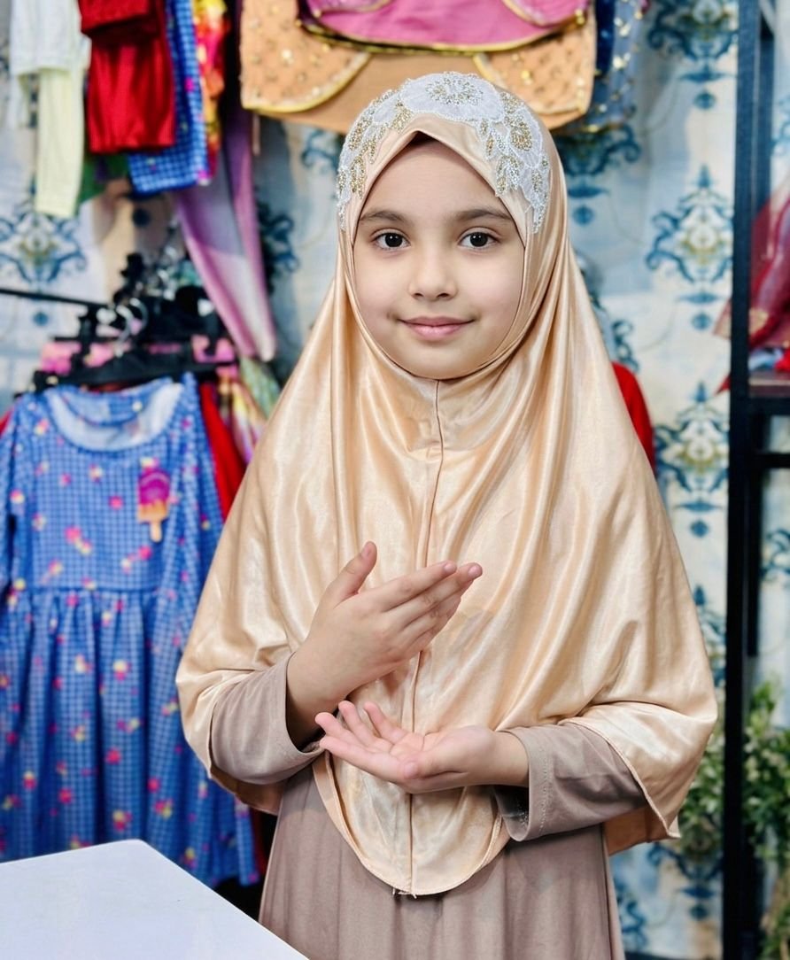 Golden Hijab With White Lays