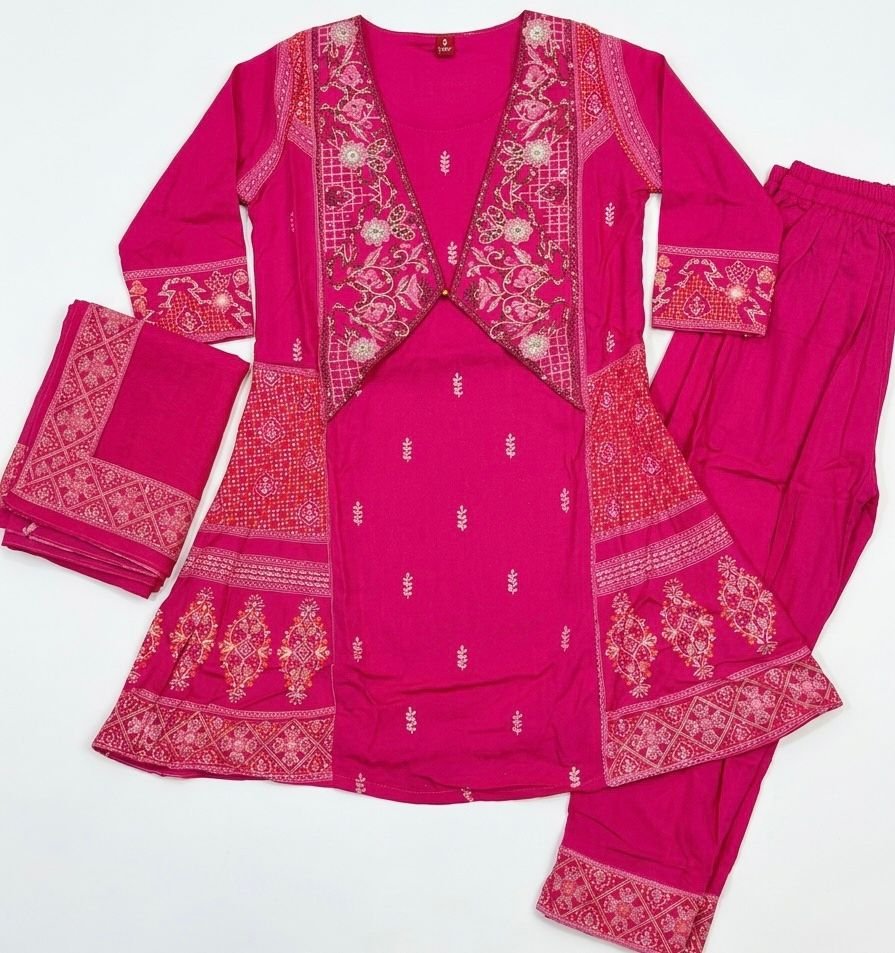 Hot Pink 3pc New Kamiz