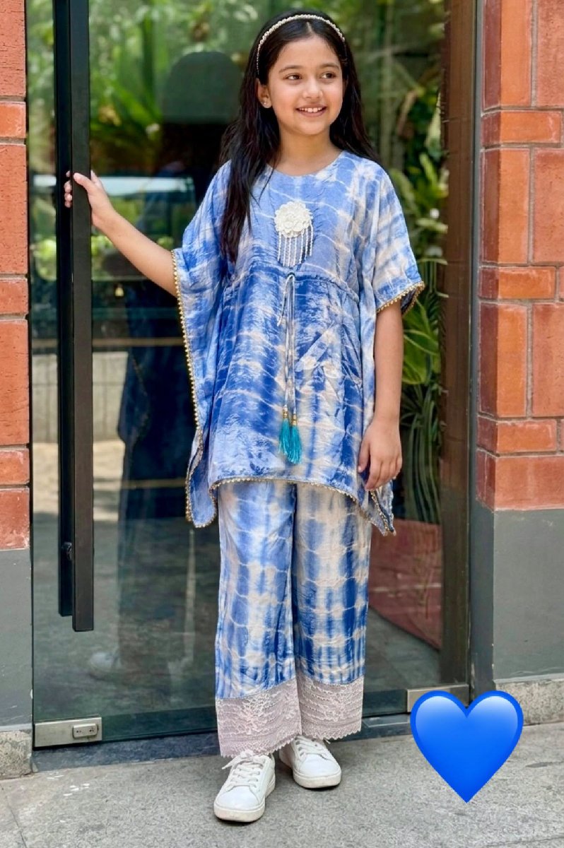 Malai Cotton Kaftan Set Powder Blue