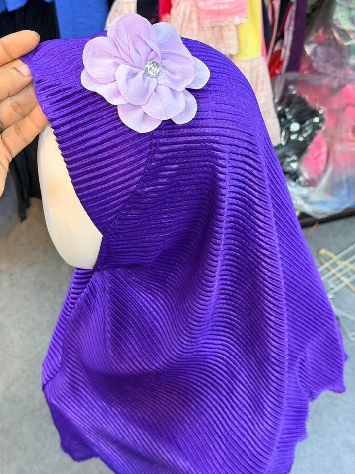 New Crep Royal Purple Hijab - Baby Girls (0-2 Years)
