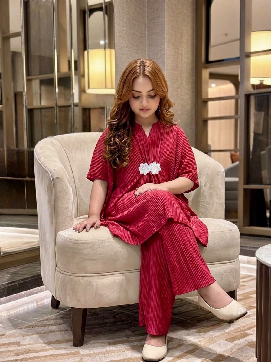 Crep Kaftan Red - Casual Wear