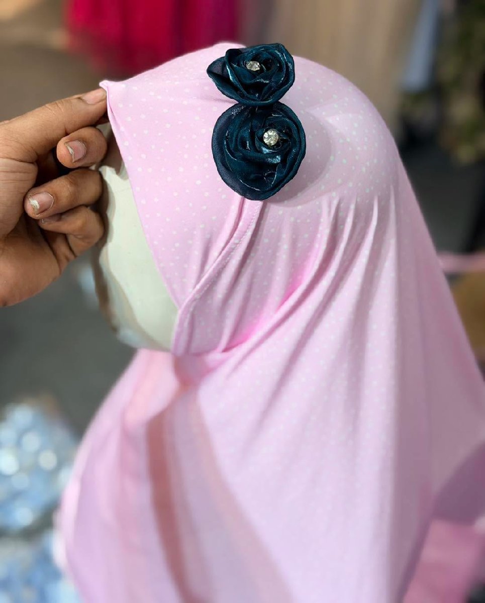 Baby Pink Ball Print Hijab New - Casual Wear