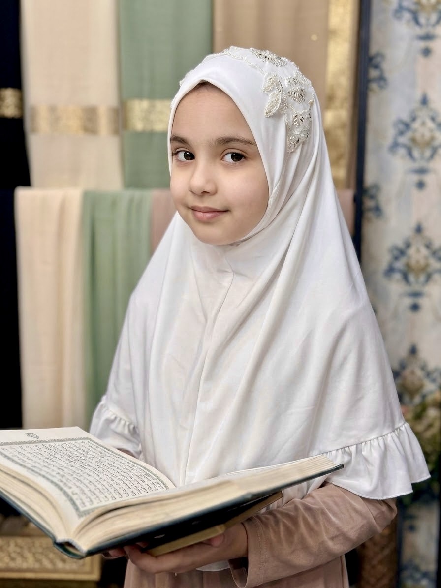 White New Self Kuchi Hijab - Baby Girls (0-2 Years)