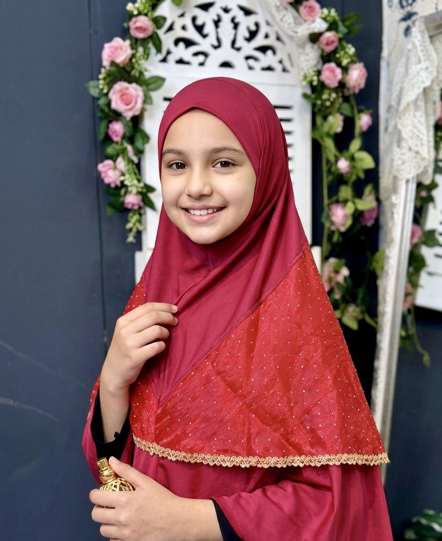 Red Jimi Choo Party Eid Hijab - Eid Collection