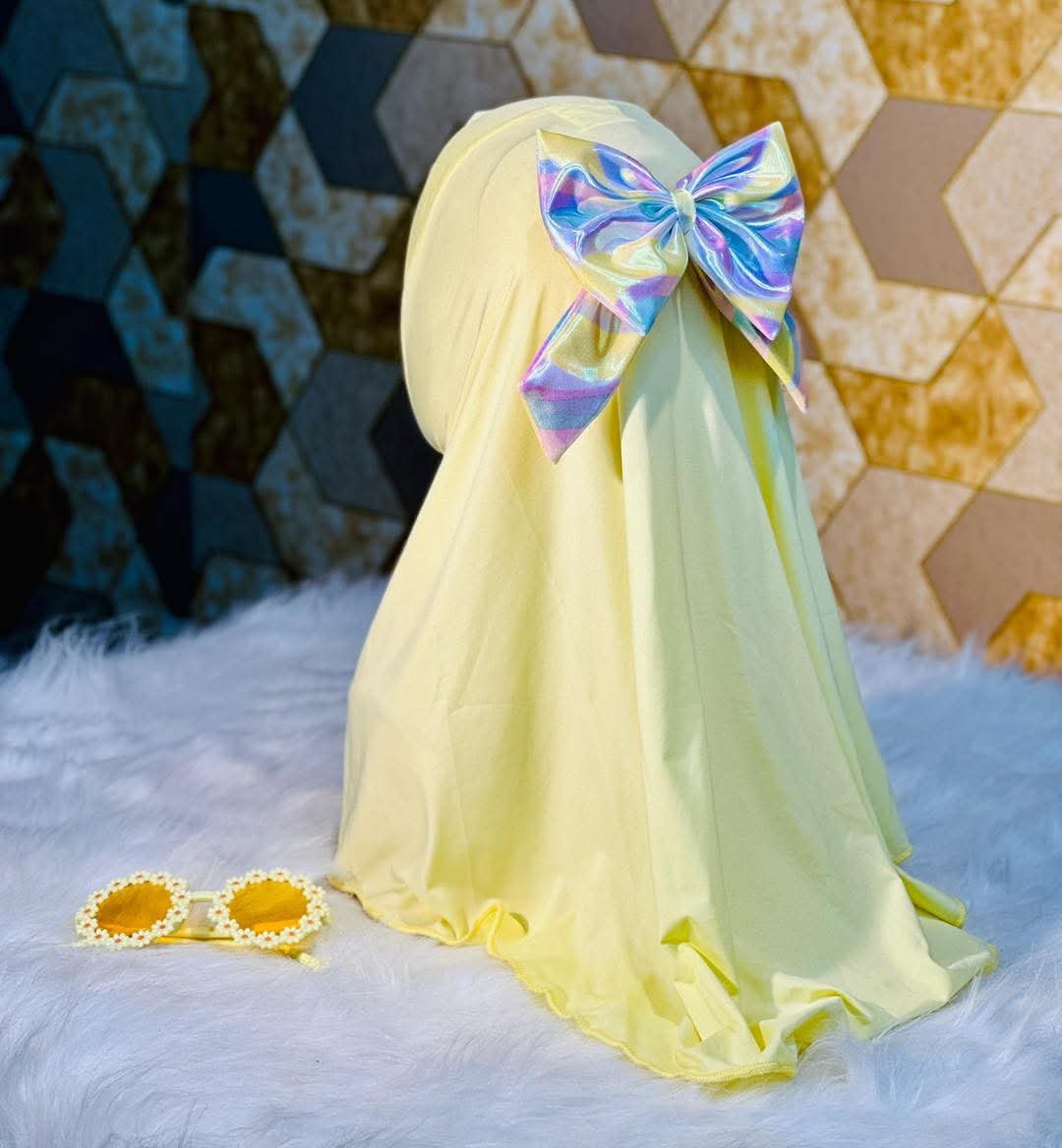 Sky Blue Korean Spandex Hijab Multi Bow — ছবি 3