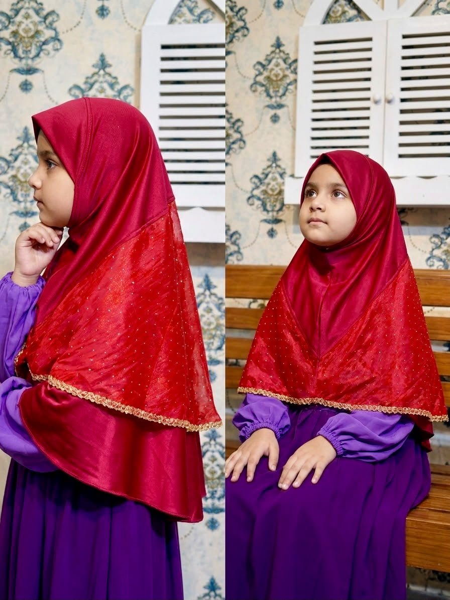 Red Jimi Choo Party Eid Hijab — ছবি 1 — Eid Collection