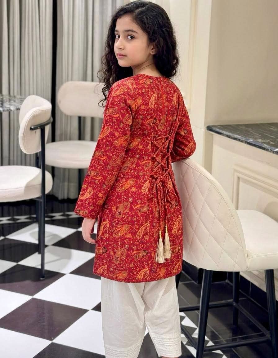 Criss Cross Red Eid Kamiz Set — ছবি 1 — Casual Wear
