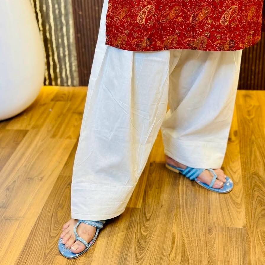 Criss Cross Red Eid Kamiz Set — ছবি 3