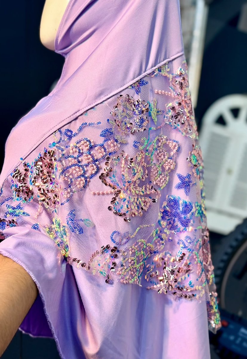 Purple Hijab With Golden Lays Eid Hijab — ছবি 2