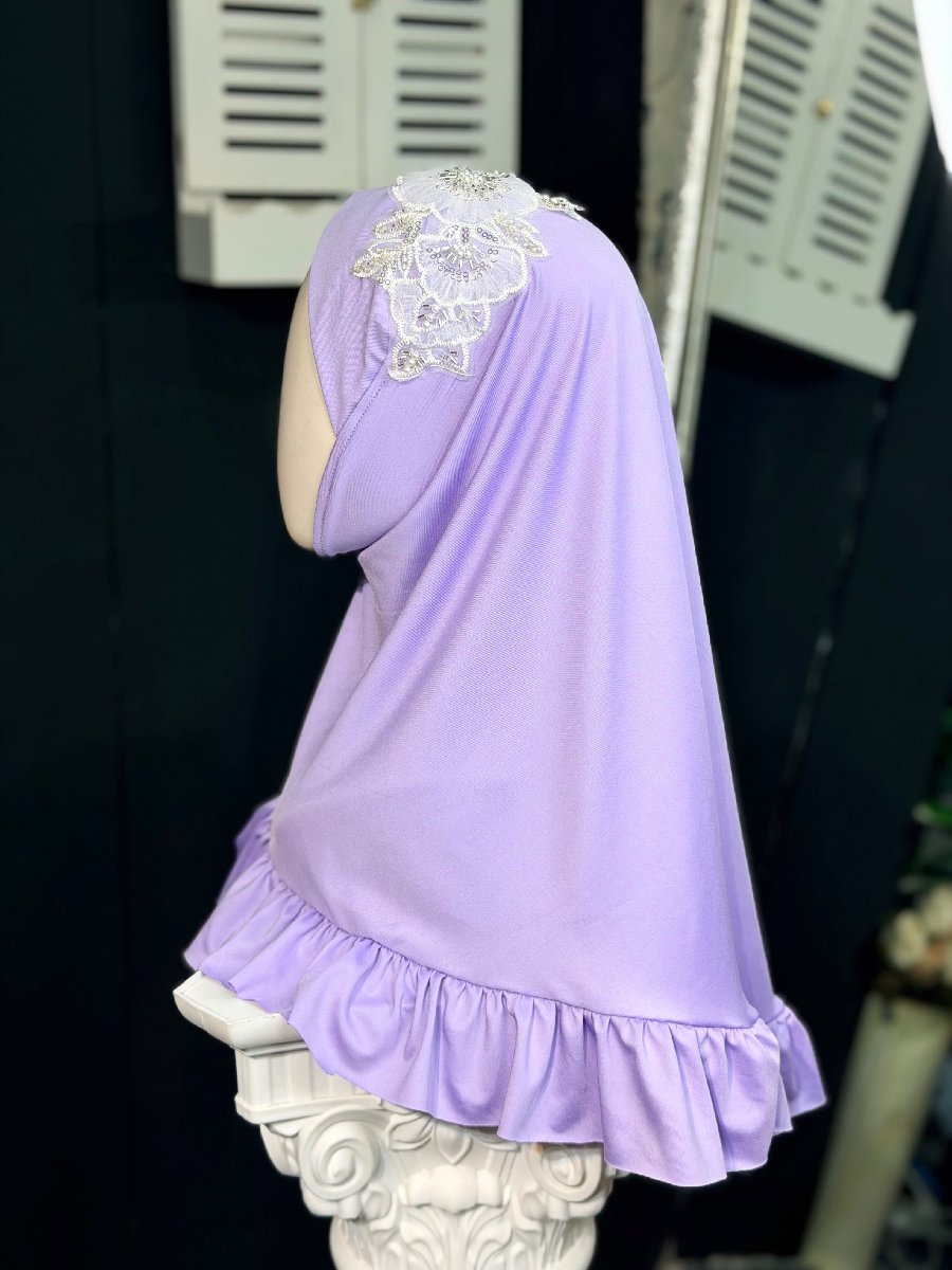 Light Purple Self Kuchi Eid Hijab — ছবি 2