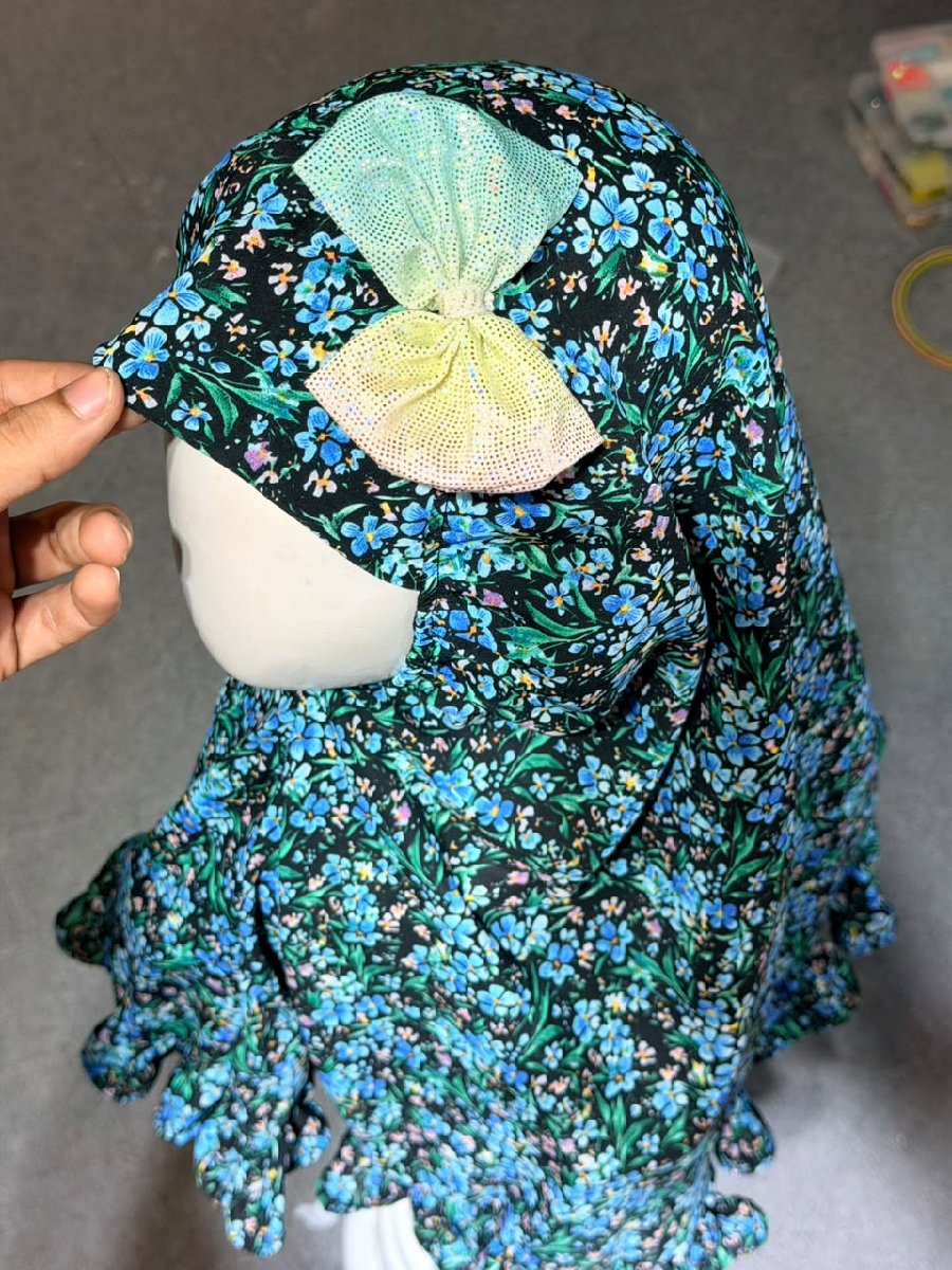Black Flower Zorzet Hijab — ছবি 3