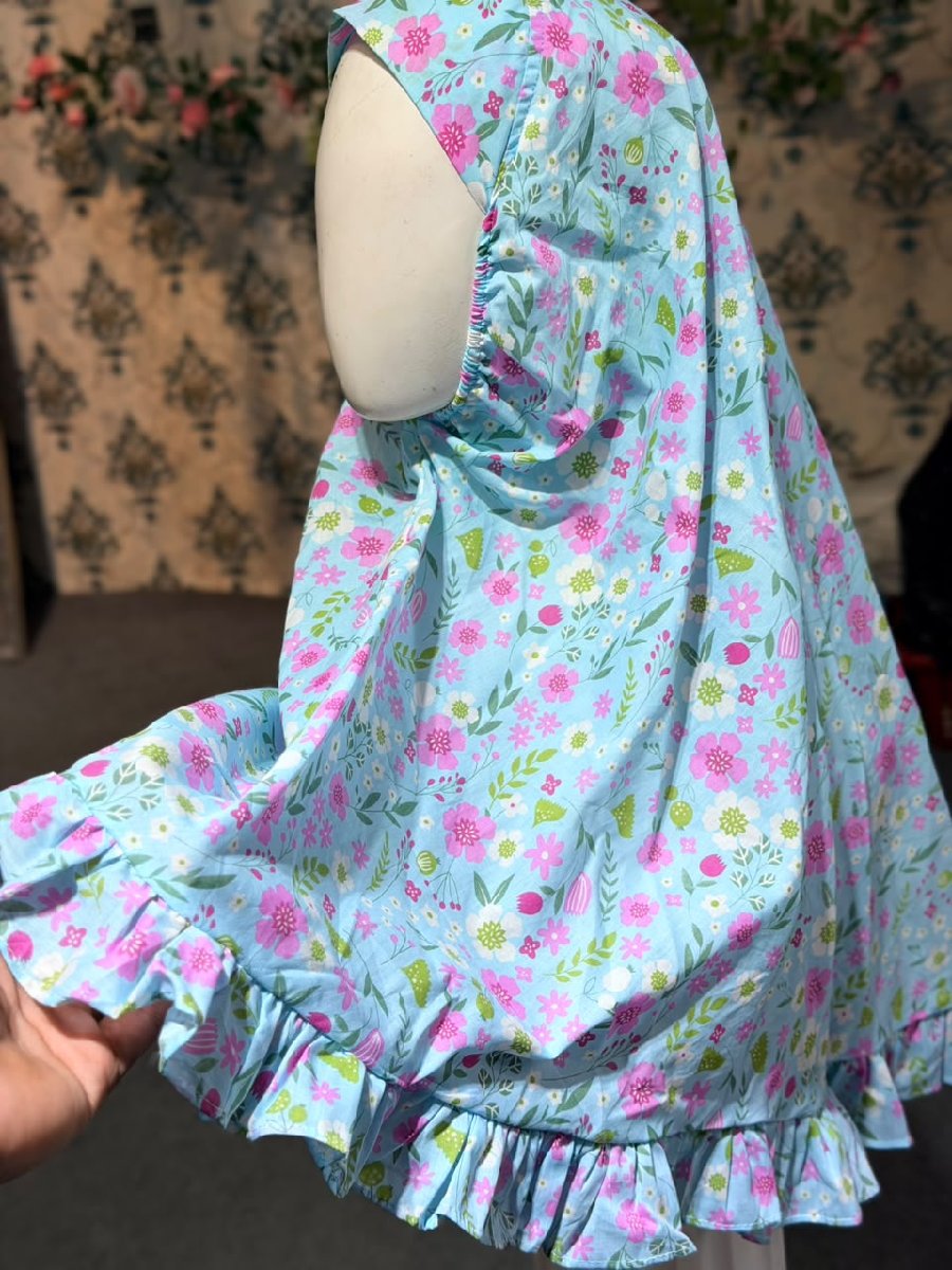 Sky Flower Cotton Eid Hijab — ছবি 2