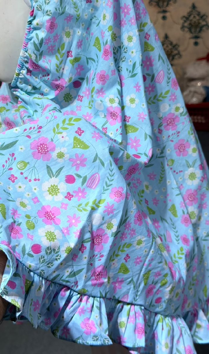 Sky Flower Cotton Eid Hijab — ছবি 3