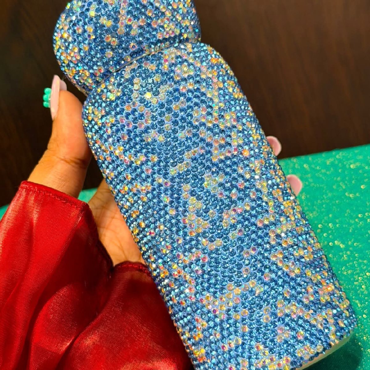 Glitter Crystal Thermal Bottle Blue — ছবি 2