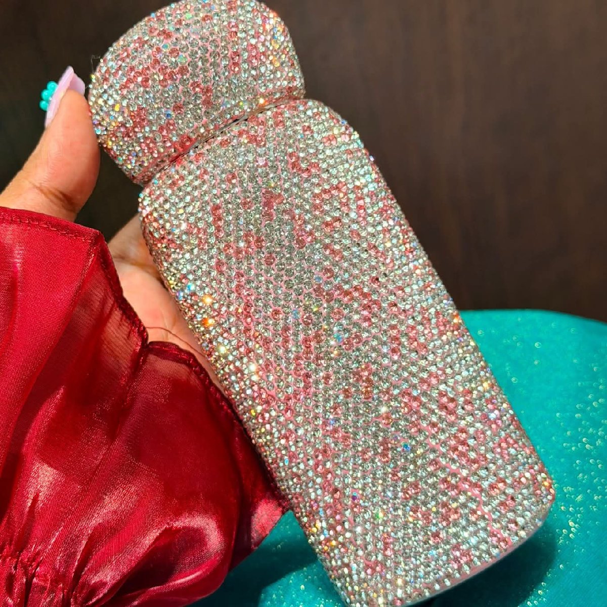 Glitter Crystal Thermal Bottle Pink — ছবি 2