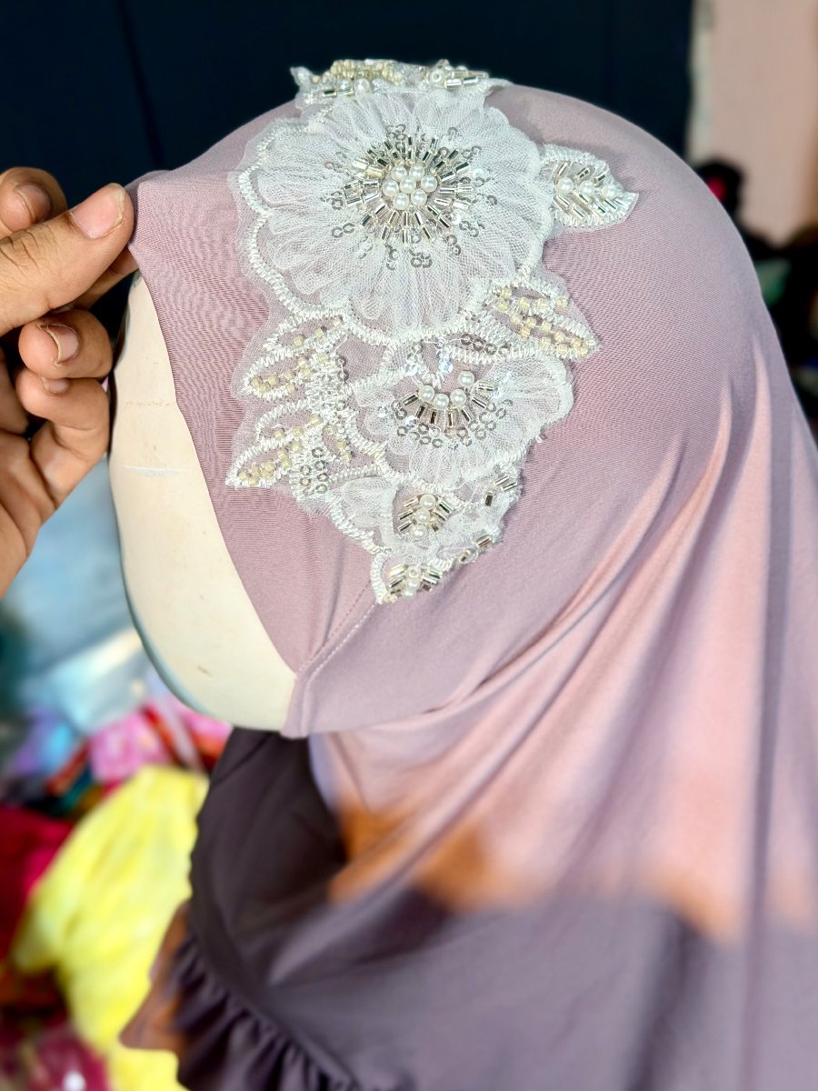 Nude Pink Kuchi Hijab Eid Collocation — ছবি 3