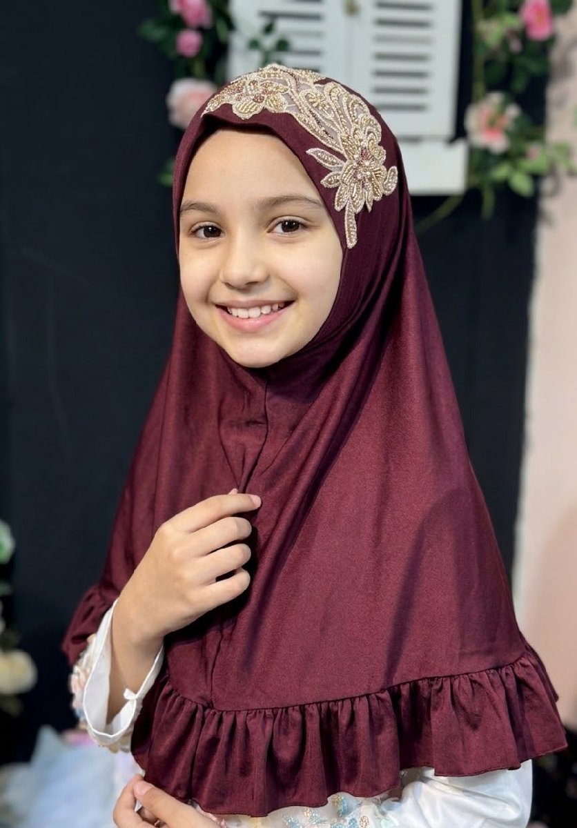 Burgundy Kuchi Eid Hijab — ছবি 2