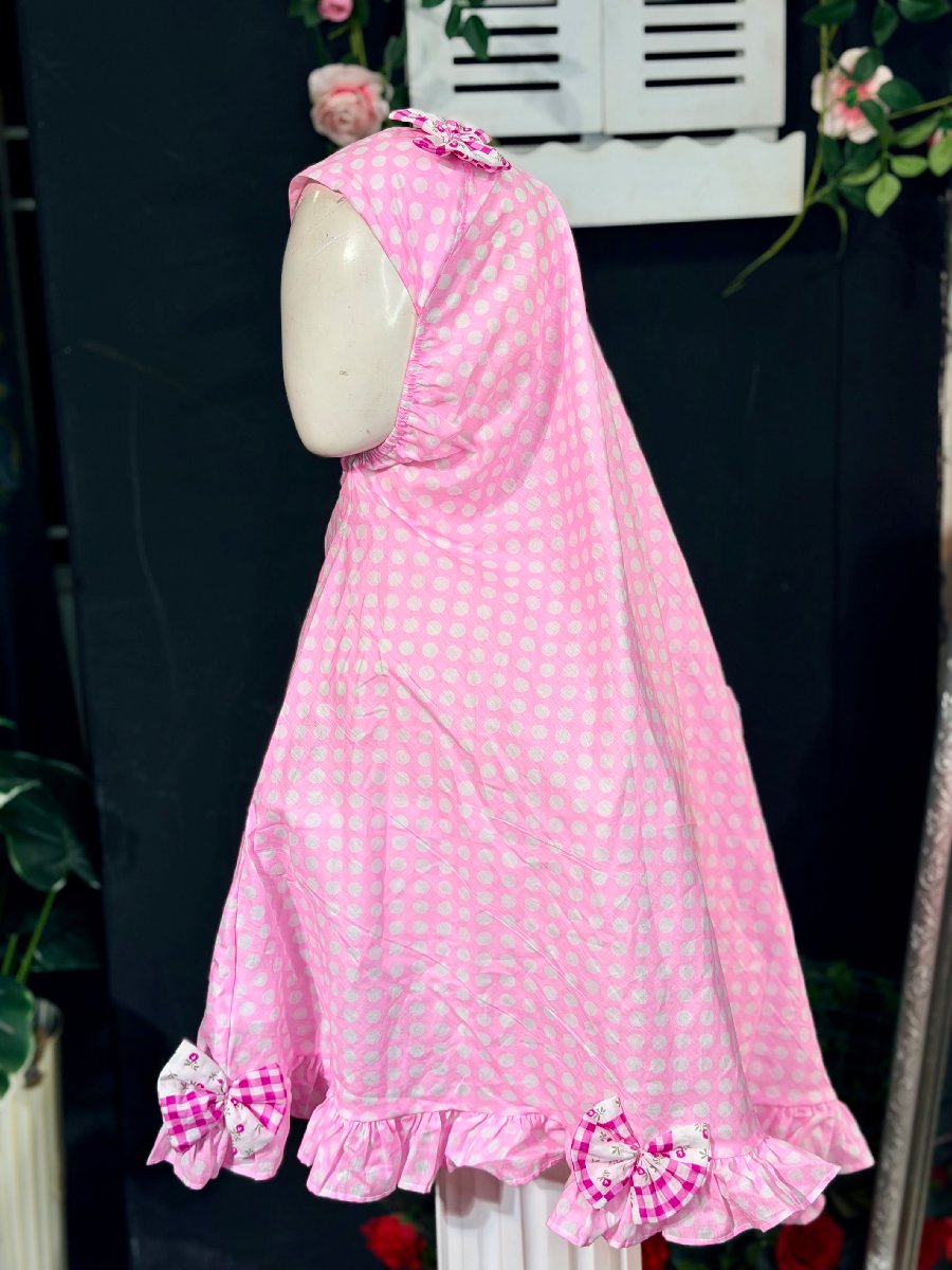 Soft Pink Bol Check Cotton Hijab — ছবি 2