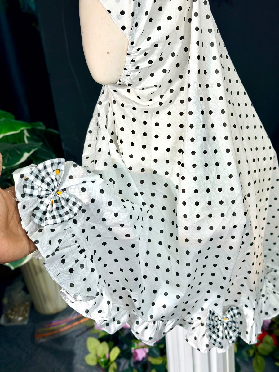 Black An White Bol Print Cotton Hijab — ছবি 6