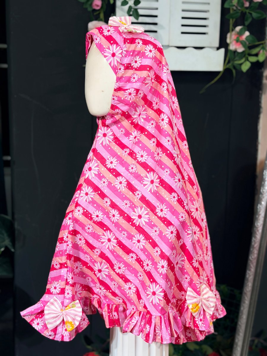 Pink Lining Flower Cotton Hijab — ছবি 2