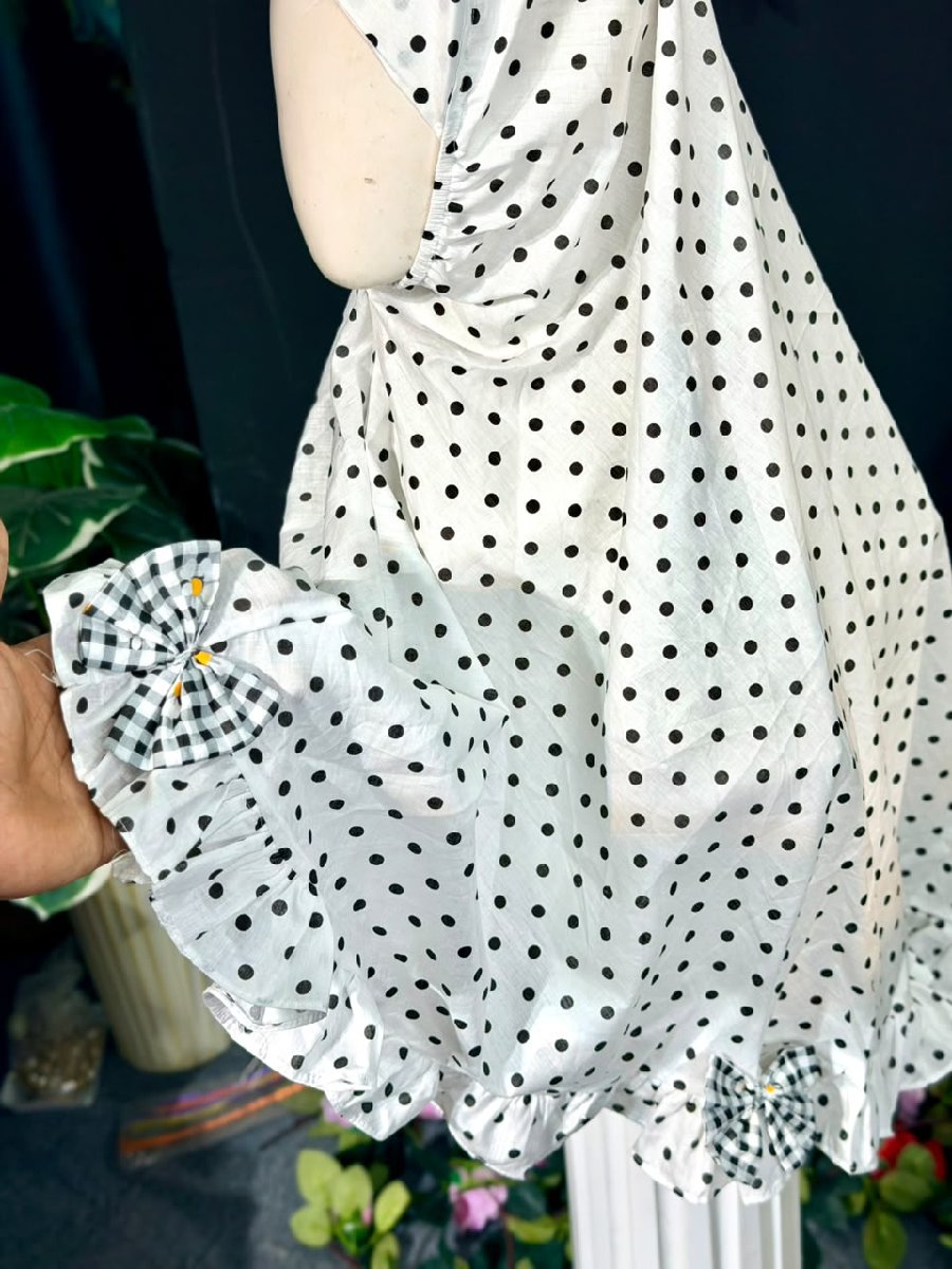 Black An White Bol Print Cotton Hijab — ছবি 4